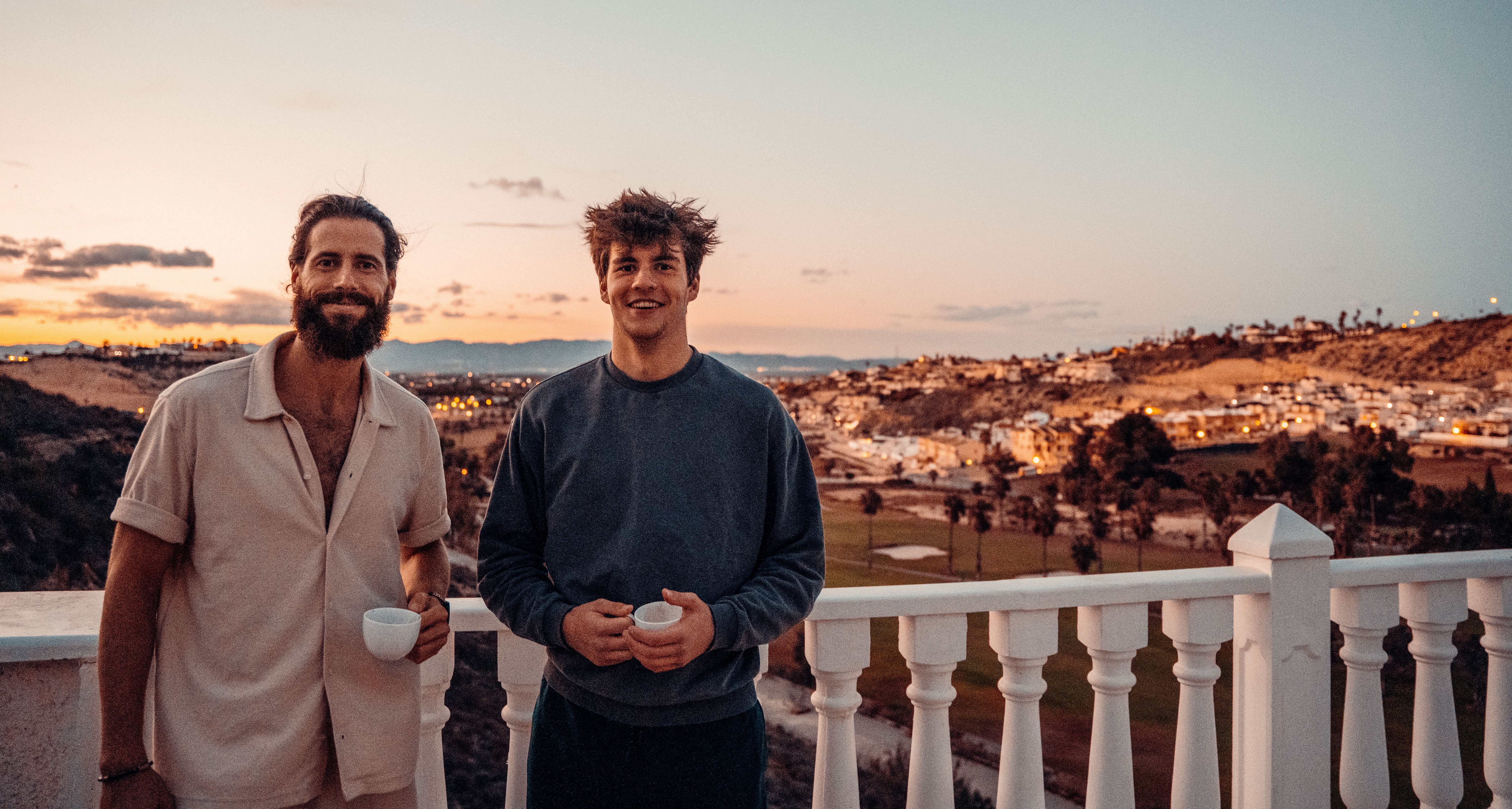 Birger Van den Bussche and colleague at sunset